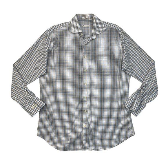 Peter Millar Shirt Mens L Large Cotton Check Button Up Long Sleeve Casual Dress - Picture 1 of 8